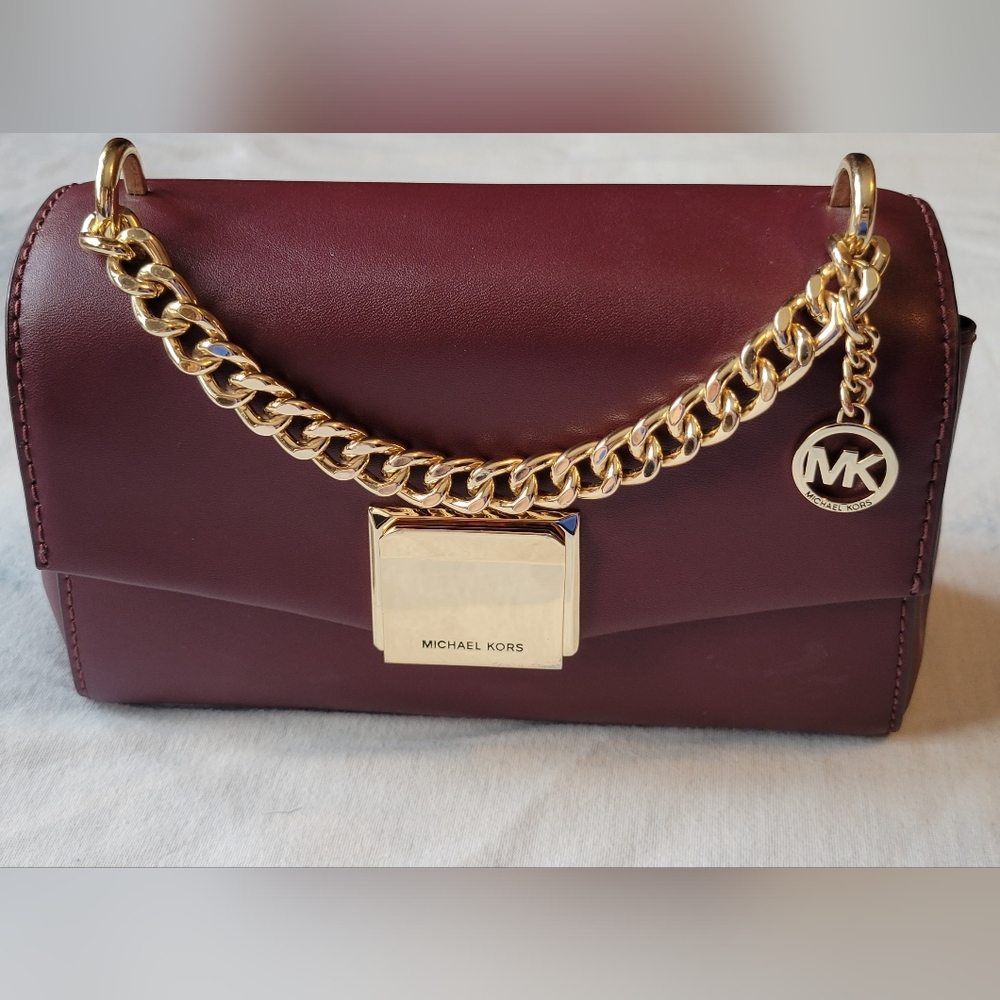 Michael Kors Merlot Crossbody Bag with Gold Chain